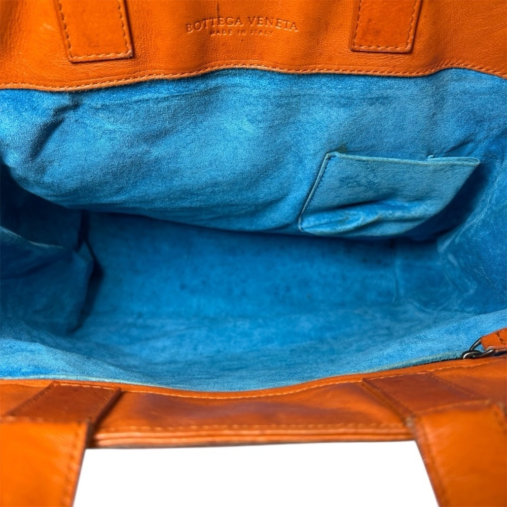 Bottega Veneta Intrecciato Woven Leather Tote Orange Italy - Picture 13 of 16